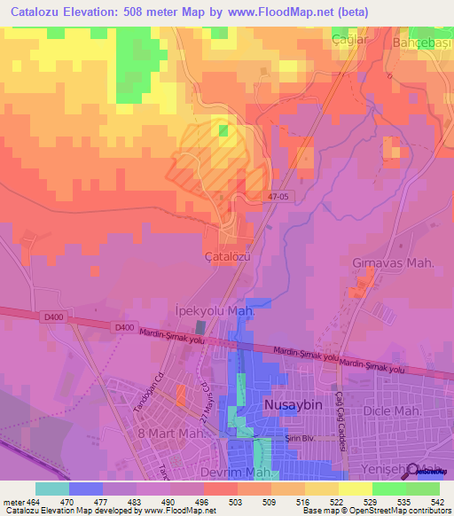 Catalozu,Turkey Elevation Map