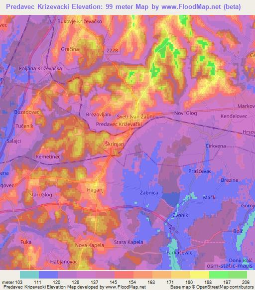 Predavec Krizevacki,Croatia Elevation Map