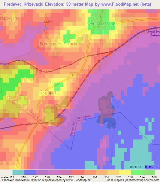 Predavec Krizevacki,Croatia Elevation Map