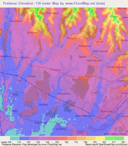 Predavac,Croatia Elevation Map