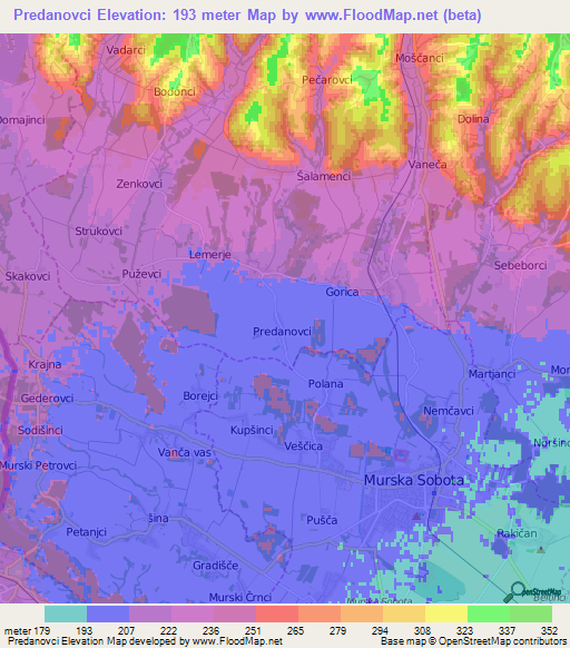 Predanovci,Slovenia Elevation Map