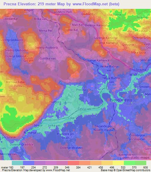 Precna,Slovenia Elevation Map