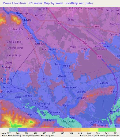 Prase,Slovenia Elevation Map