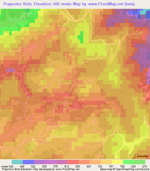 Praprotno Brdo,Slovenia Elevation Map