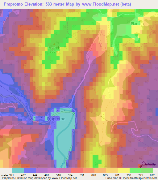 Praprotno,Slovenia Elevation Map