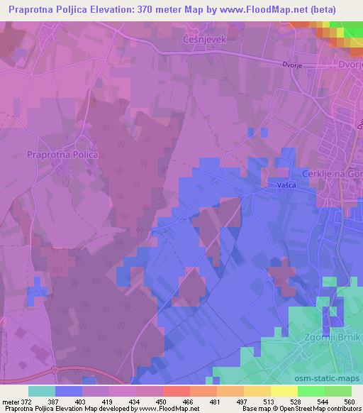 Praprotna Poljica,Slovenia Elevation Map
