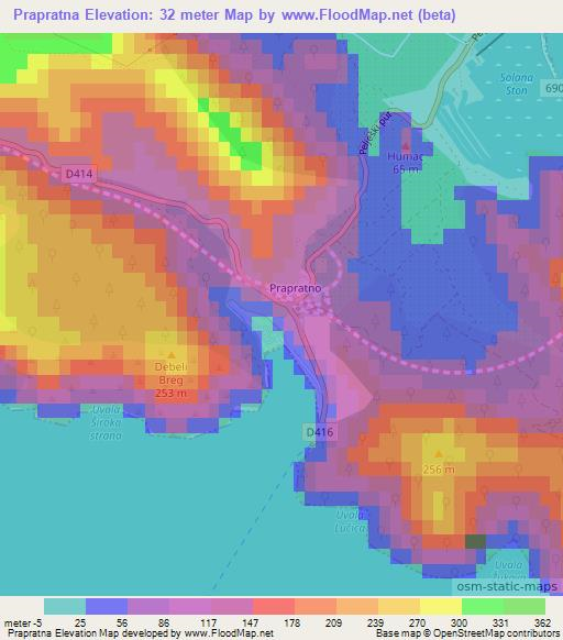 Prapratna,Croatia Elevation Map