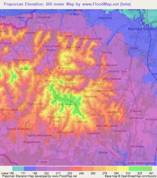 Praporcan,Croatia Elevation Map