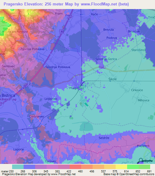 Pragersko,Slovenia Elevation Map