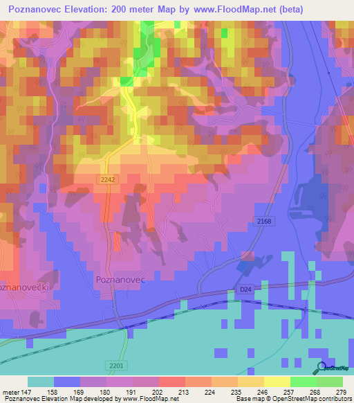 Poznanovec,Croatia Elevation Map