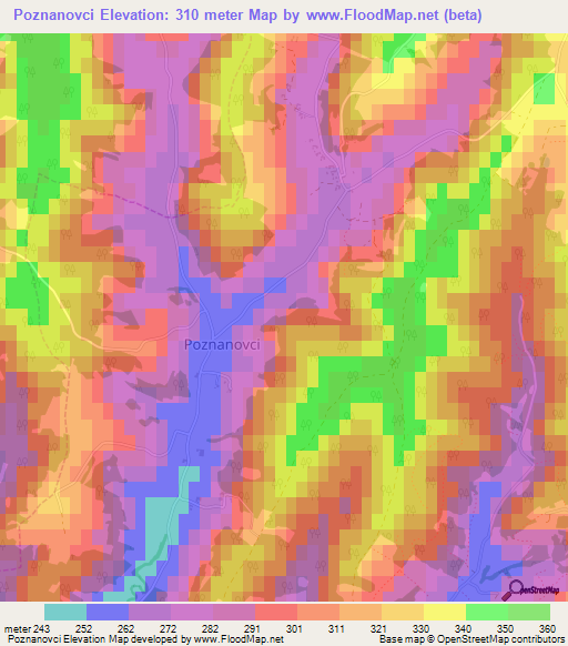 Poznanovci,Slovenia Elevation Map