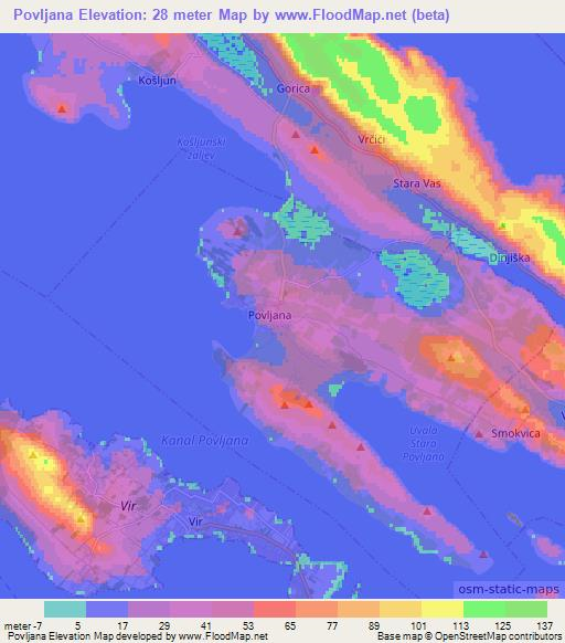 Povljana,Croatia Elevation Map