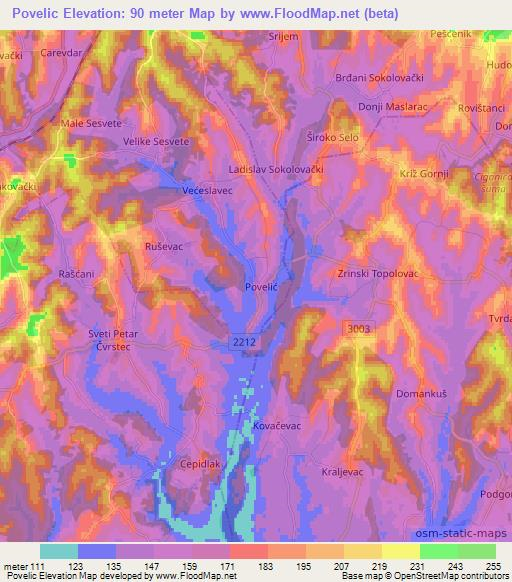 Povelic,Croatia Elevation Map