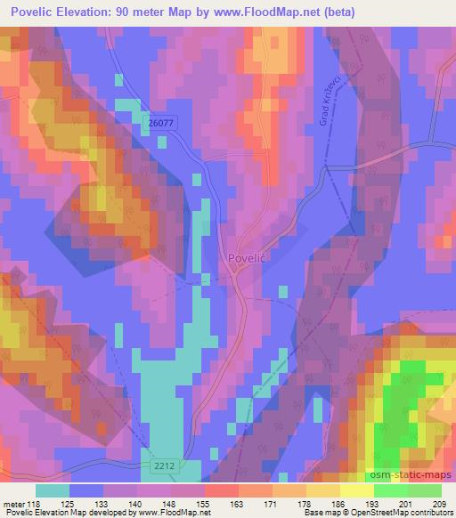 Povelic,Croatia Elevation Map