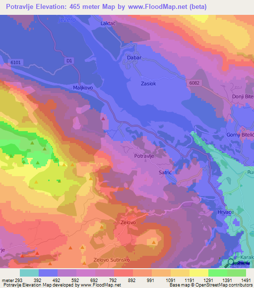 Potravlje,Croatia Elevation Map