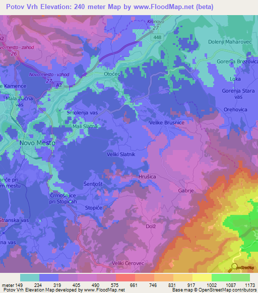 Potov Vrh,Slovenia Elevation Map