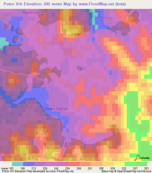 Potov Vrh,Slovenia Elevation Map