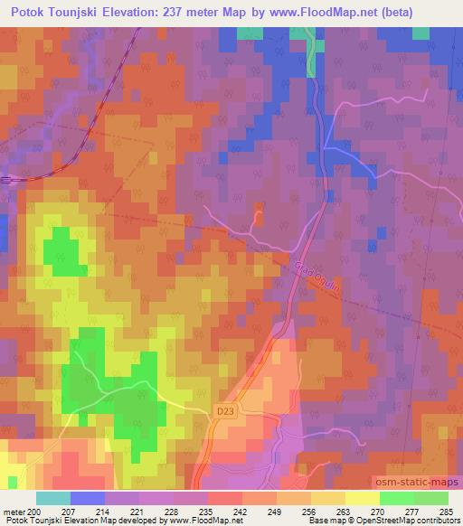 Potok Tounjski,Croatia Elevation Map