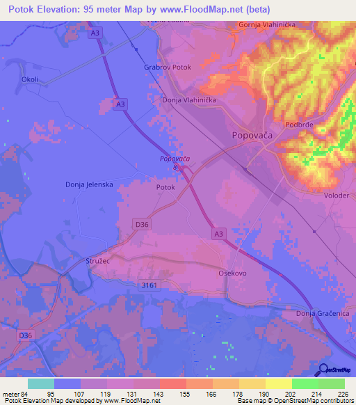 Potok,Croatia Elevation Map