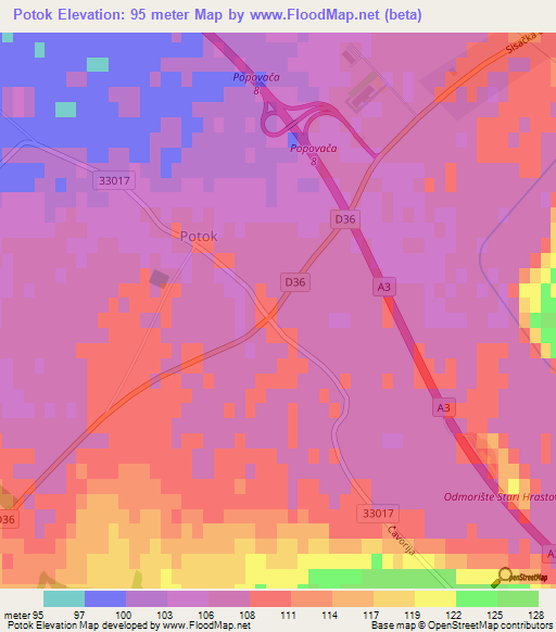 Potok,Croatia Elevation Map