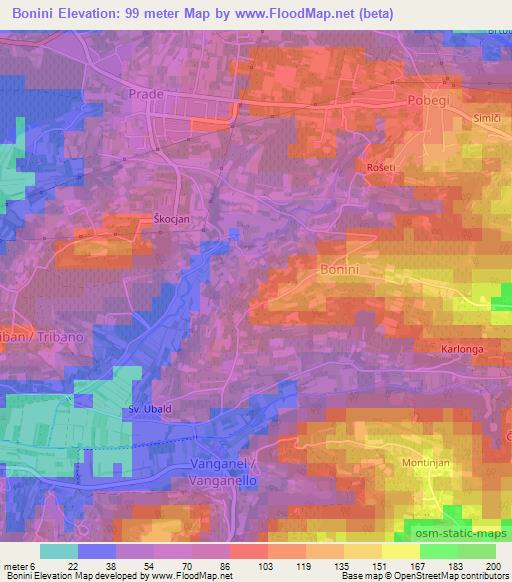 Bonini,Slovenia Elevation Map