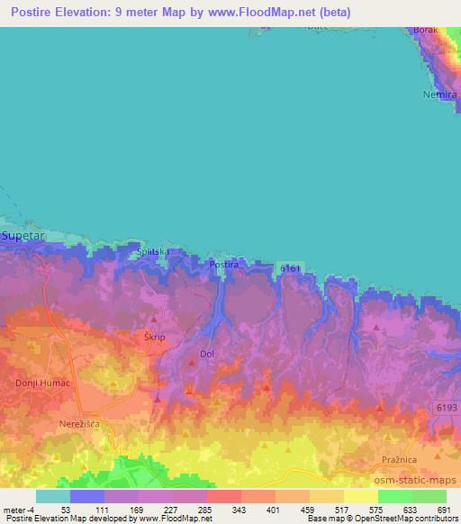 Postire,Croatia Elevation Map