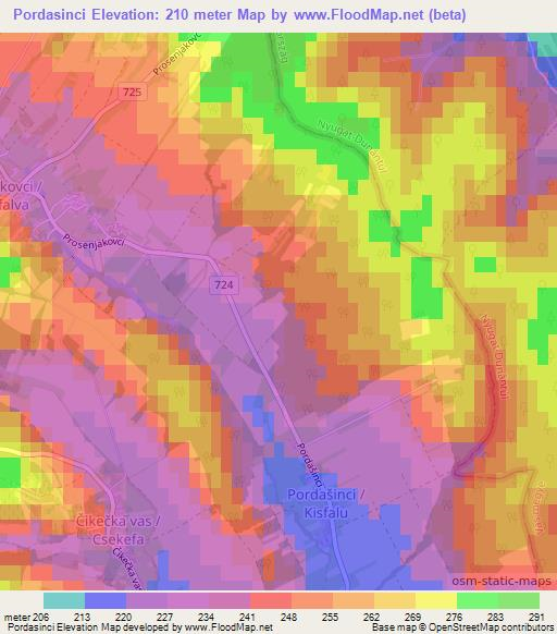 Pordasinci,Slovenia Elevation Map