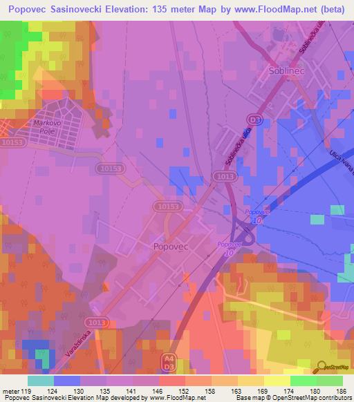 Popovec Sasinovecki,Croatia Elevation Map