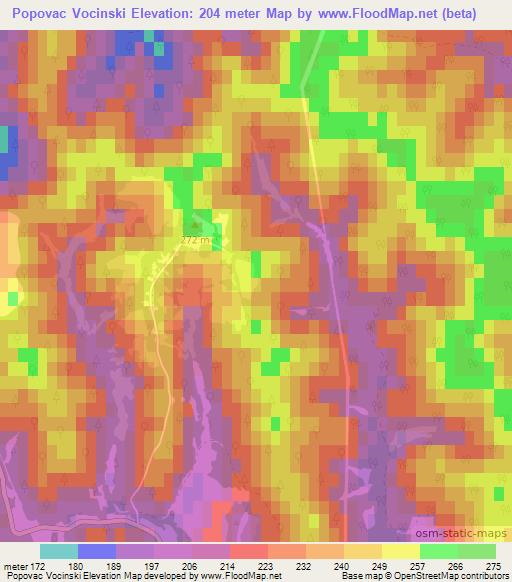 Popovac Vocinski,Croatia Elevation Map