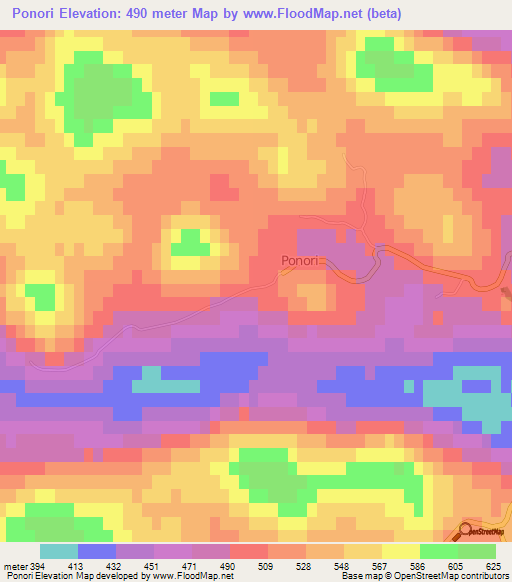 Ponori,Croatia Elevation Map