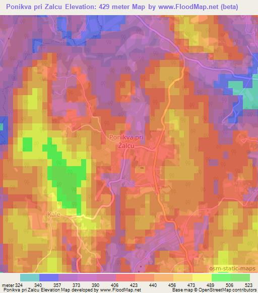 Ponikva pri Zalcu,Slovenia Elevation Map