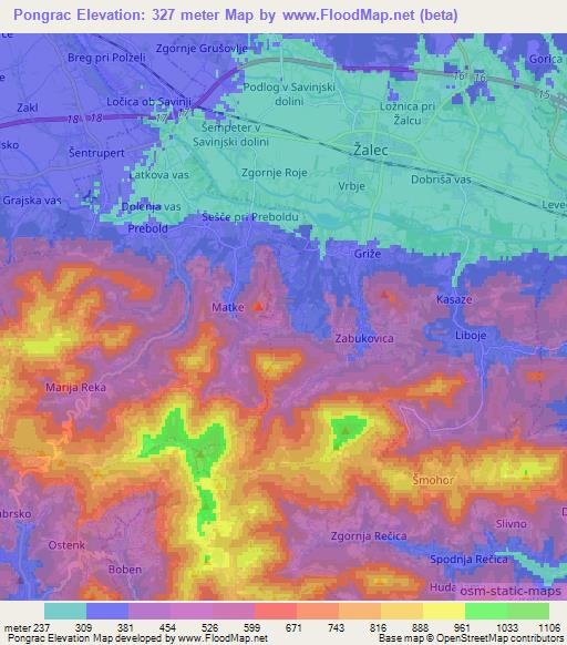 Pongrac,Slovenia Elevation Map