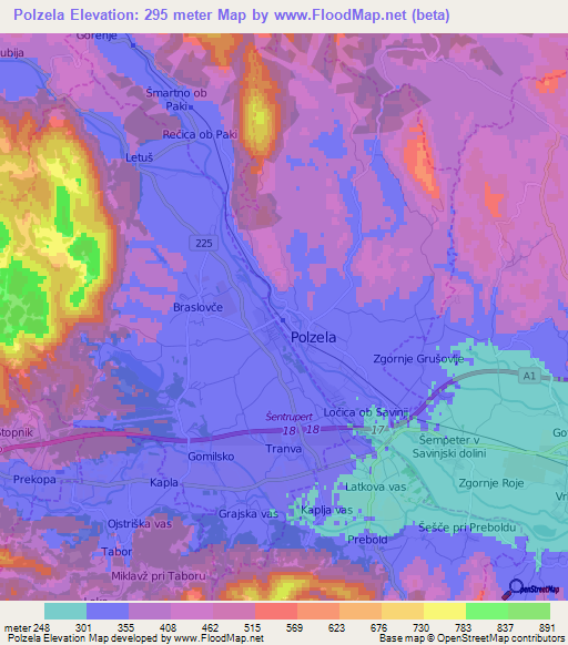 Polzela,Slovenia Elevation Map