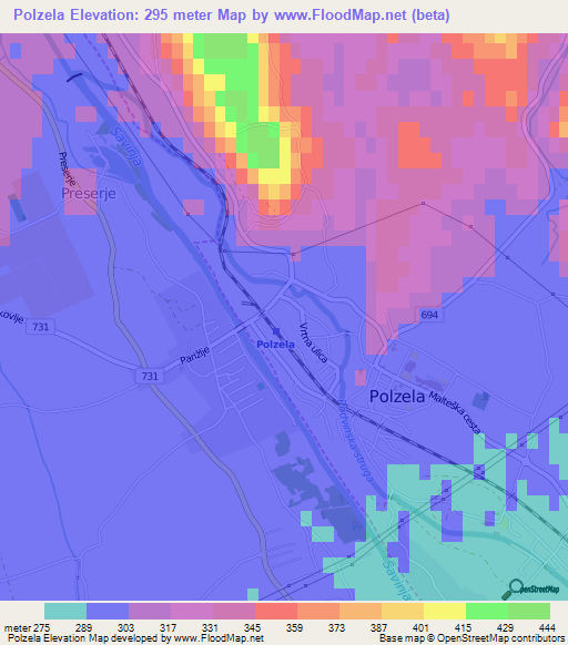 Polzela,Slovenia Elevation Map