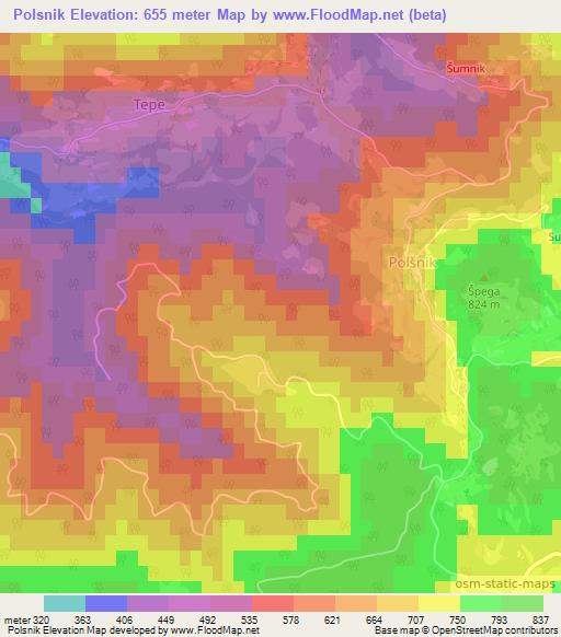 Polsnik,Slovenia Elevation Map