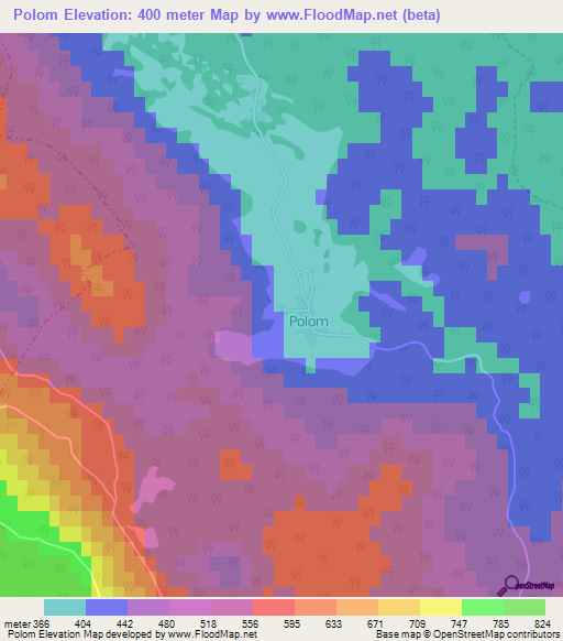 Polom,Slovenia Elevation Map