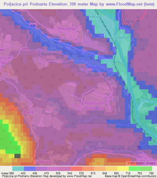 Poljscica pri Podnartu,Slovenia Elevation Map