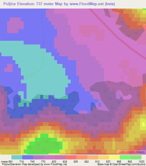 Poljice,Croatia Elevation Map