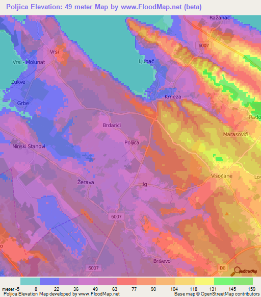 Poljica,Croatia Elevation Map