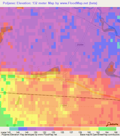 Poljanec,Croatia Elevation Map