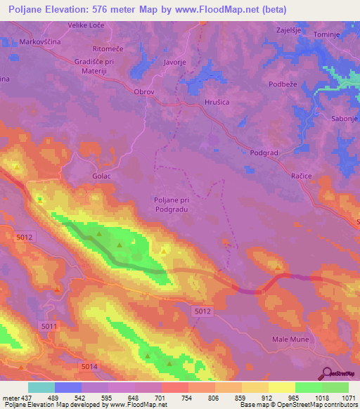 Poljane,Slovenia Elevation Map