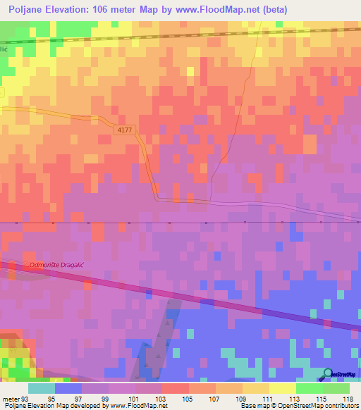 Poljane,Croatia Elevation Map
