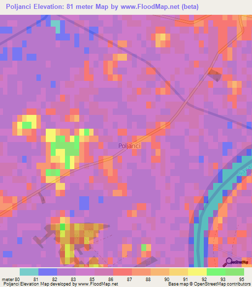 Poljanci,Croatia Elevation Map