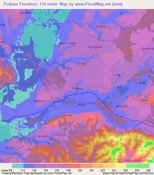 Poljana,Croatia Elevation Map