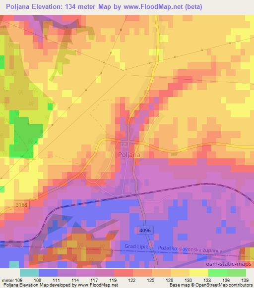 Poljana,Croatia Elevation Map