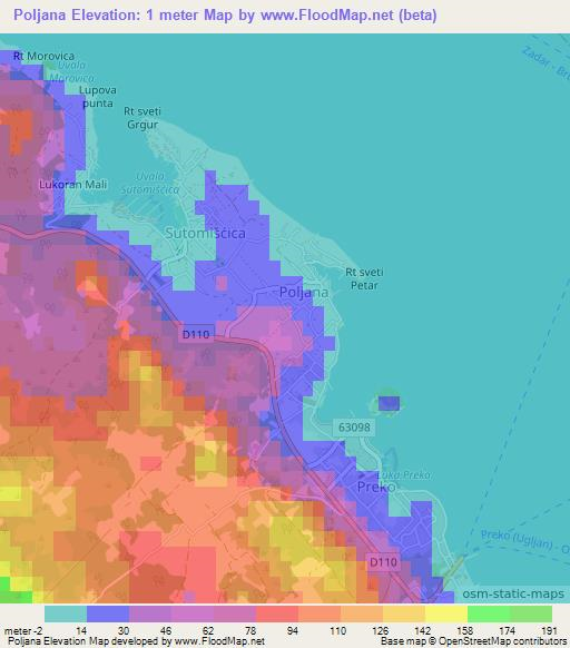 Poljana,Croatia Elevation Map