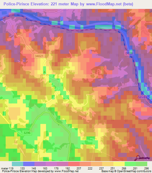 Police-Pirisce,Croatia Elevation Map