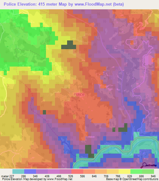 Police,Slovenia Elevation Map