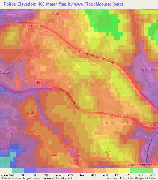 Polica,Slovenia Elevation Map