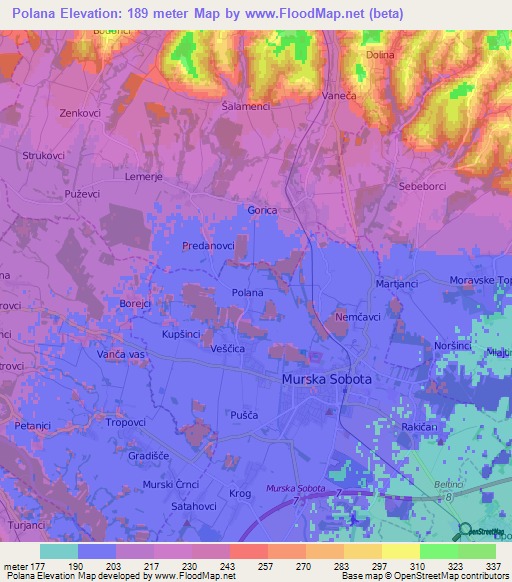 Polana,Slovenia Elevation Map